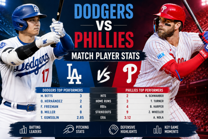 Dodgers vs Phillies Match Player Stats