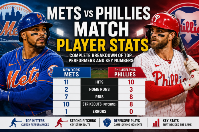 Mets vs Phillies Match Player Stats Mets vs Phillies Match Player Stats