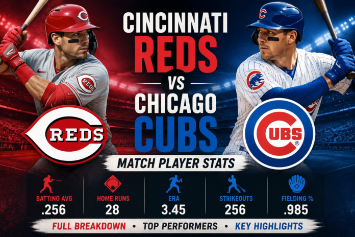 Cincinnati Reds vs Chicago Cubs Match Player Stats Cincinnati Reds vs Chicago Cubs Match Player Stats