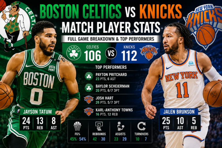 boston celtics vs knicks match player stats