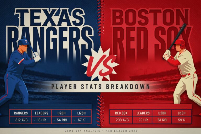 Texas Rangers vs Red Sox Match Player Stats